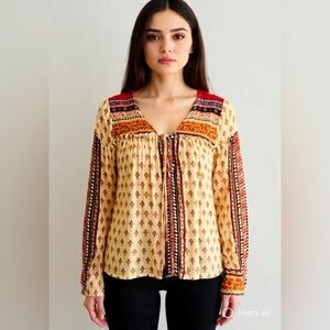 Farm Rio Bohemian Cream and Red Women's Top